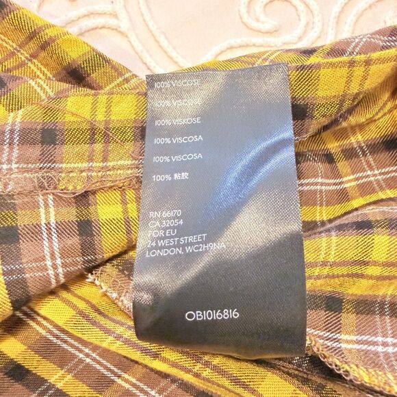 Anthropologie Dalton Wrap Maxi Dress Plaid Mustard Yellow Academia Fall Medium - Picture 14 of 16